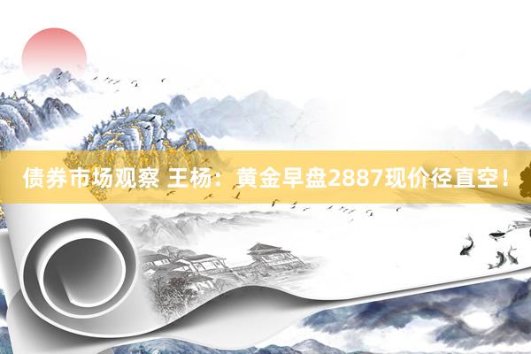 债券市场观察 王杨：黄金早盘2887现价径直空！