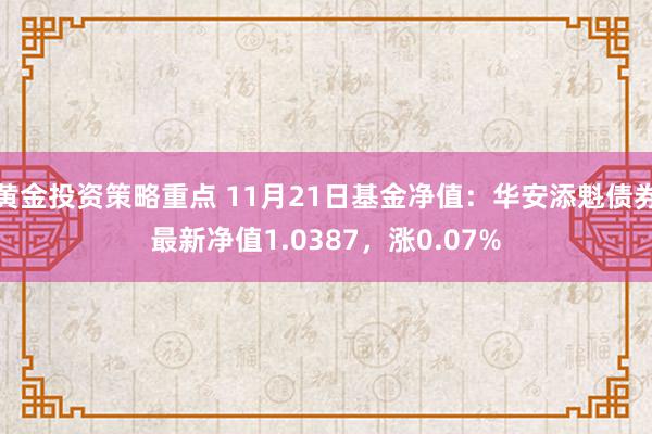 黄金投资策略重点 11月21日基金净值：华安添魁债券最新净值1.0387，涨0.07%