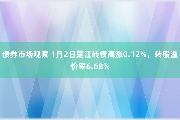 债券市场观察 1月2日楚江转债高涨0.12%，转股溢价率6.68%