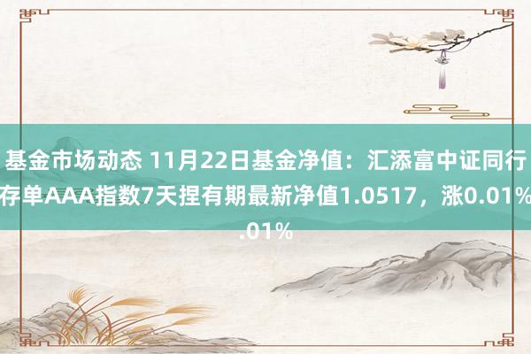 基金市场动态 11月22日基金净值：汇添富中证同行存单AAA指数7天捏有期最新净值1.0517，涨0.01%