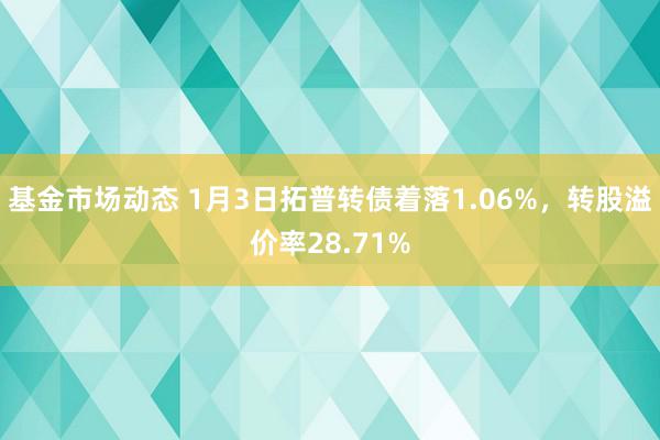 基金市场动态 1月3日拓普转债着落1.06%，转股溢价率28.71%