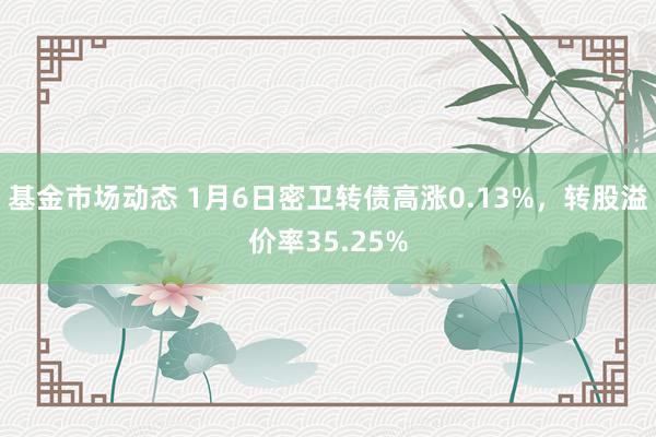 基金市场动态 1月6日密卫转债高涨0.13%，转股溢价率35.25%