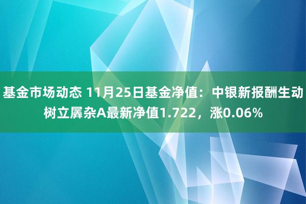 基金市场动态 11月25日基金净值：中银新报酬生动树立羼杂A最新净值1.722，涨0.06%