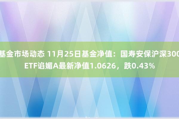 基金市场动态 11月25日基金净值：国寿安保沪深300ETF谄媚A最新净值1.0626，跌0.43%