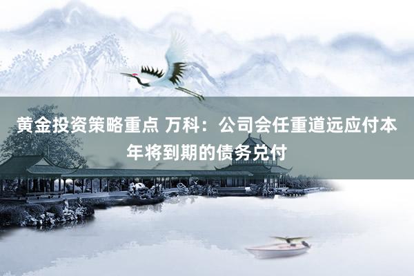 黄金投资策略重点 万科：公司会任重道远应付本年将到期的债务兑付