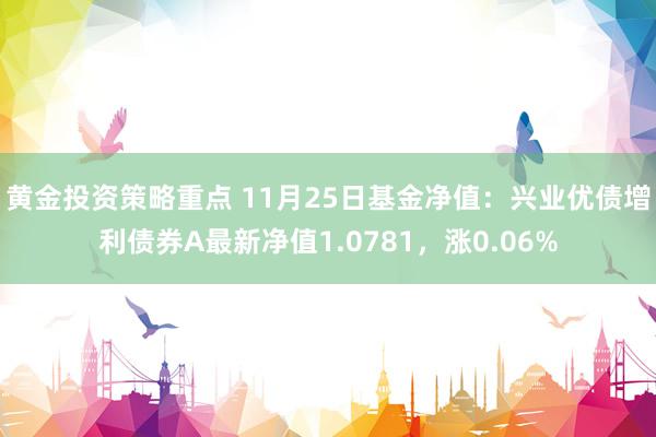 黄金投资策略重点 11月25日基金净值：兴业优债增利债券A最新净值1.0781，涨0.06%