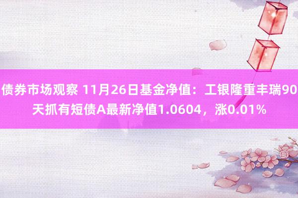 债券市场观察 11月26日基金净值：工银隆重丰瑞90天抓有短债A最新净值1.0604，涨0.01%