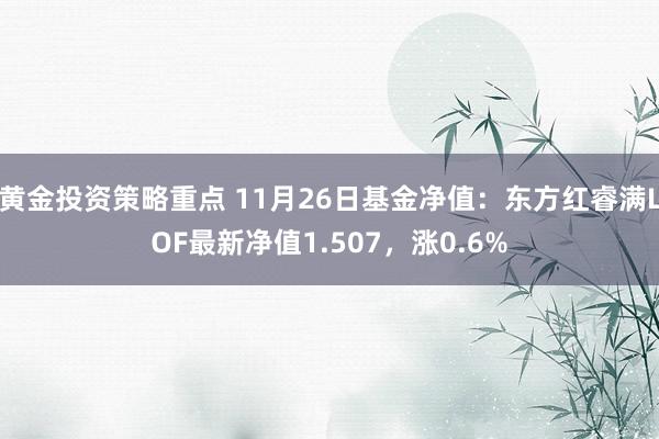 黄金投资策略重点 11月26日基金净值：东方红睿满LOF最新净值1.507，涨0.6%