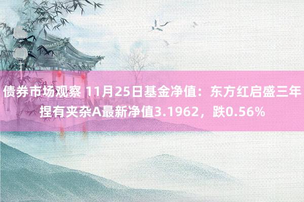 债券市场观察 11月25日基金净值：东方红启盛三年捏有夹杂A最新净值3.1962，跌0.56%