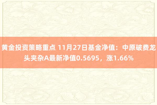 黄金投资策略重点 11月27日基金净值：中原破费龙头夹杂A最新净值0.5695，涨1.66%